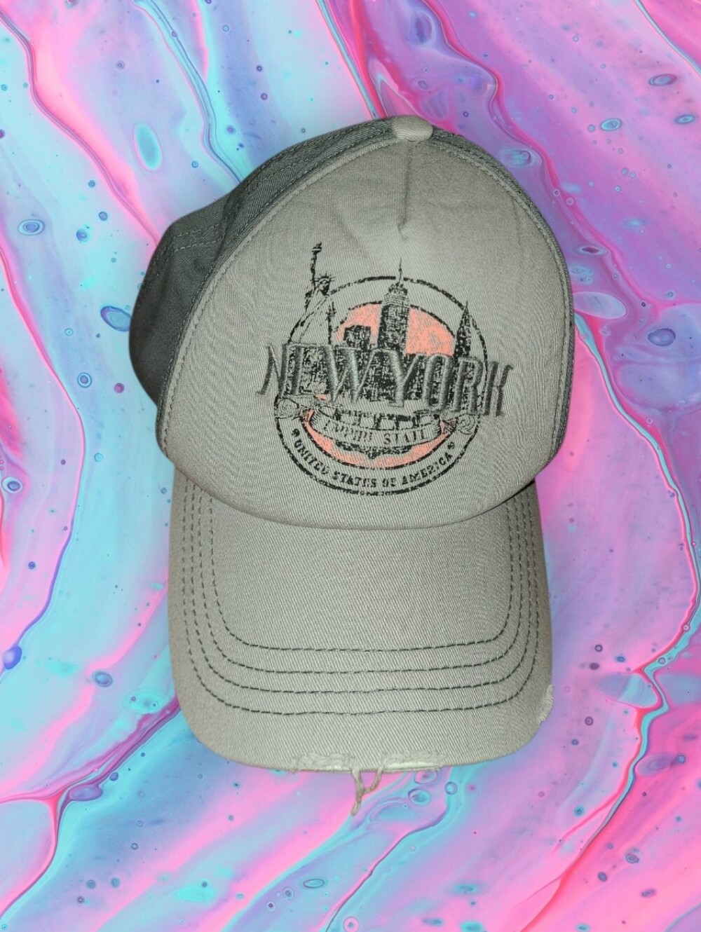 New York distressed style osfm hat